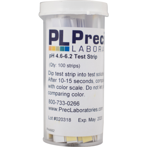 pH Paper - 4.6 to 6.2 For Beer - Vial of 100 Strips