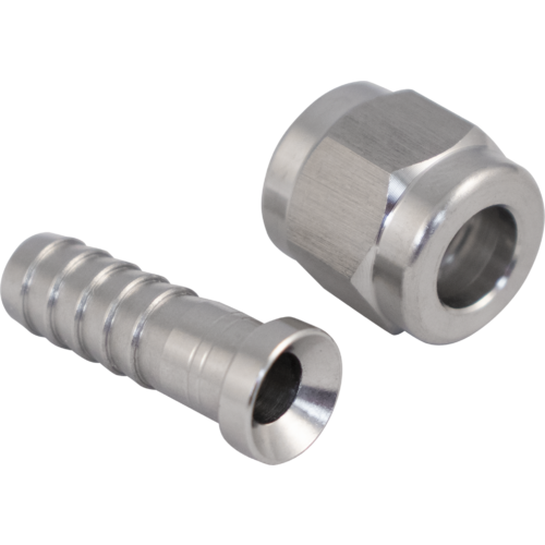 Stainless Flare Fitting Set: 1/4" Swivel Nut & Barb