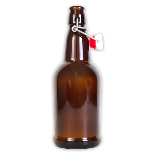16oz Amber Flip Top Bottle w/Cap Included - Individual Bottles