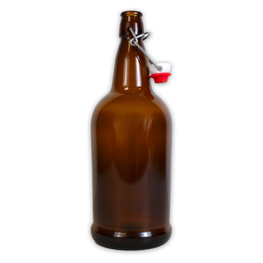 1L Amber Flip Top Bottle w/Cap Included - Individual Bottles