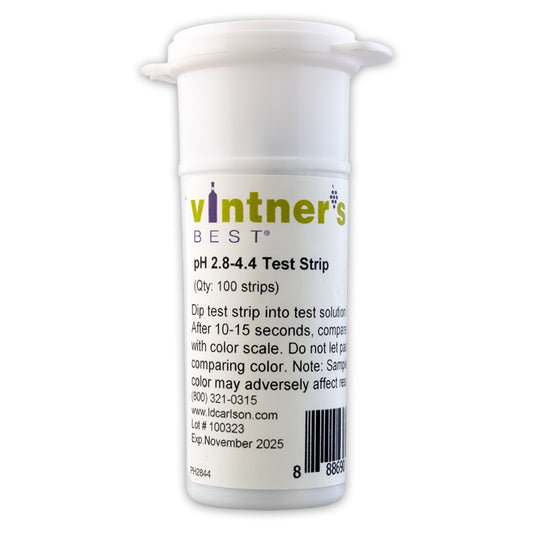 pH Paper - 2.8 to 4.4 For Wine - Vial of 100 Strips